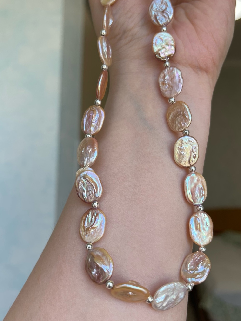 Freshwater Coin Pearl Necklace in Rose Gold Tone 69 - Picture 2 of 4